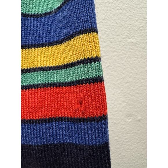 Vintage Bogner Navy Blue Rainbow Schurwool Pullover Ski Sweater Retro READ - Picture 13 of 13